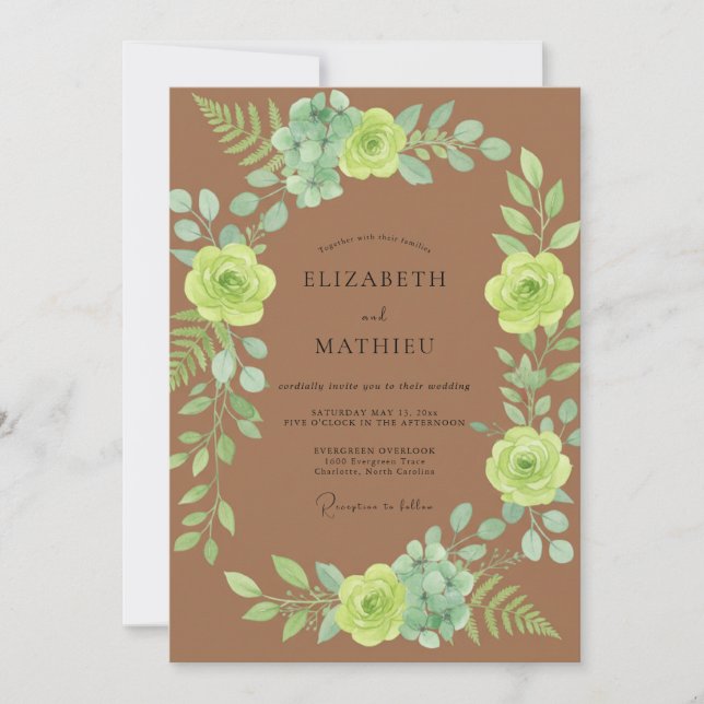 Terracotta Succulent Eucalyptus Wedding Invitation (Front)