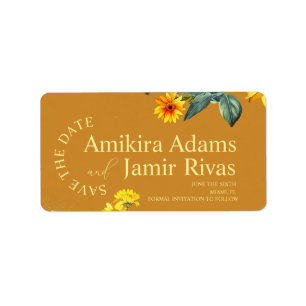 Terracotta Sunflowers Wildflowers  Save the Date Label