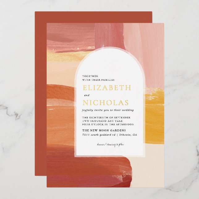 Terracotta Sunrise | Boho Wedding Invitation (Front/Back)