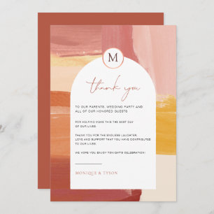 Terracotta Sunrise   Wedding Table Thank You