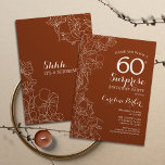 Terracotta Surprise 60th Birthday Party Invitation<br><div class="desc">Floral Terracotta Boho Burnt Orange Surprise 60th Birthday Party Invitation. Minimalist modern design featuring botanical accents and typography script font. Simple floral invite card perfect for a stylish female surprise bday celebration. Can be customised to any age. Printed Zazzle invitations or instant download digital printable template.</div>