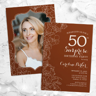 Terracotta Surprise Photo 50th Birthday Invitation