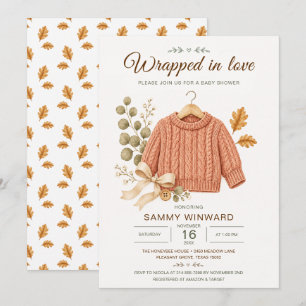 Terracotta Sweater Fall Baby Shower Invitation