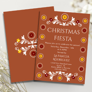 Terracotta Talavera Mexican Fiesta Christmas Party Invitation