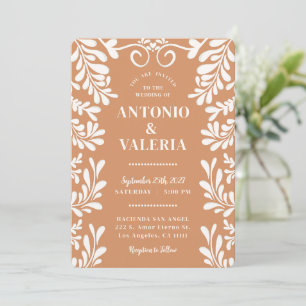 Terracotta Talavera Mexican Hacienda Wedding Invitation