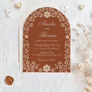 Terracotta Talavera Mexican Vintage Wedding  Invitation