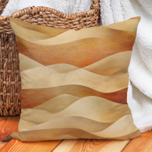 Terracotta Taupe Desert Sandy Waves Cushion