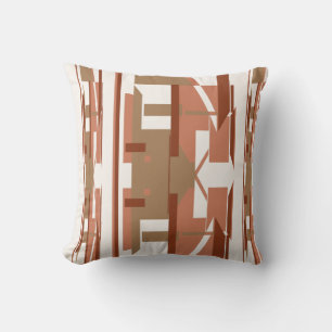 Terracotta Taupe Rust Off-White Southwest Art Look Cushion