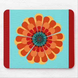 Terracotta & Teal Flower Mouse Pad