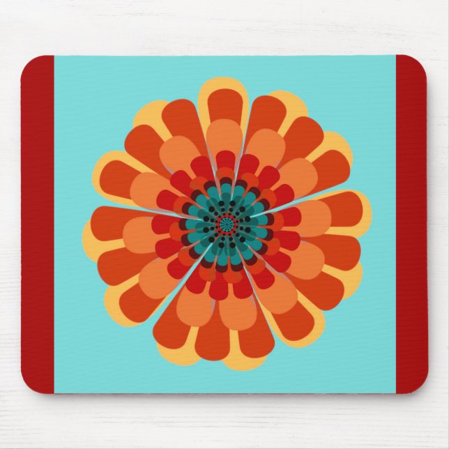 Terracotta & Teal Flower Mouse Pad (Front)