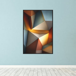 Terracotta Teal Geometric Vortex 3D Abstract Canvas Print