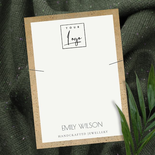 TERRACOTTA TEXTURE BORDER LOGO NECKLACE DISPLAY BUSINESS CARD (Creator Uploaded)