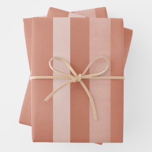 Terracotta Textured Stripes Pattern Wrapping Paper Sheet