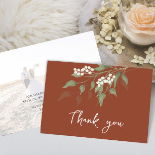 Terracotta Thank You Calligraphy Floral Greenery Card