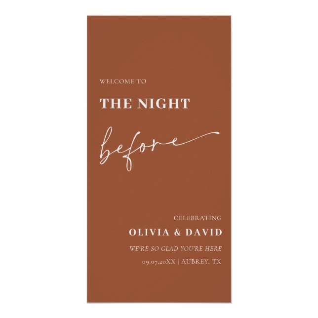 Terracotta The Night Before Rehearsal Dinner Sign (Front)