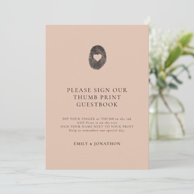 Terracotta Thumbprint Guestbook sign card (Standing Front)