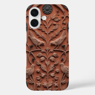 Terracotta Tile Folk Art iPhone 15 Pro Case – Indi