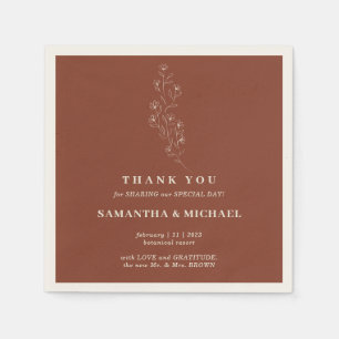 Terracotta Tiny Flower Modern Wedding Napkin