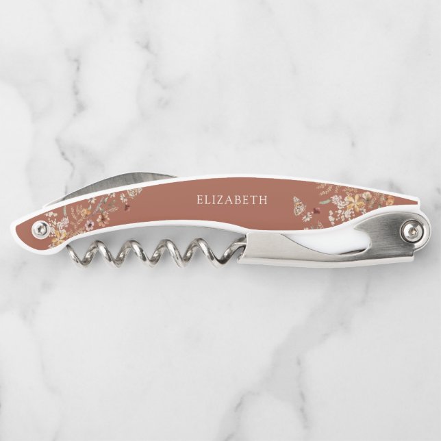 Terracotta Tiny Wildflower Bridal Shower Corkscrew (Back)
