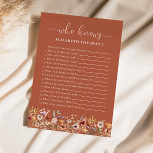 Terracotta  Tiny Wildflower Bridal Shower Game