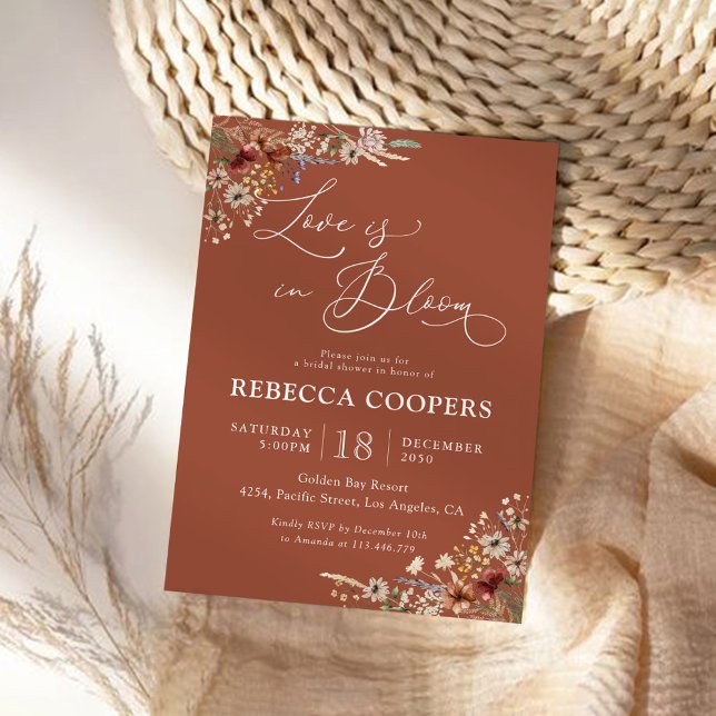 Terracotta Tiny Wildflower Bridal Shower  Invitation (Creator Uploaded)