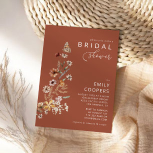 Terracotta Tiny Wildflower Bridal Shower  Invitation
