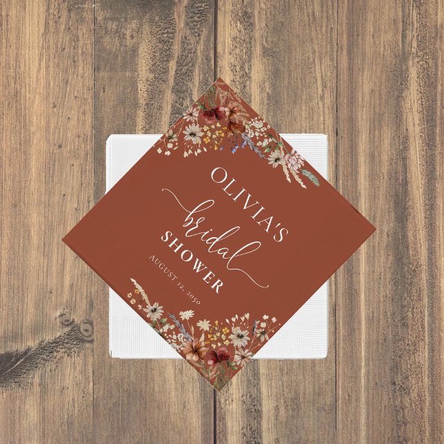 Terracotta Tiny Wildflower Bridal Shower  Napkin (Creator Uploaded)