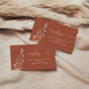 Terracotta Tiny Wildflower Bridal Shower Registry Enclosure Card