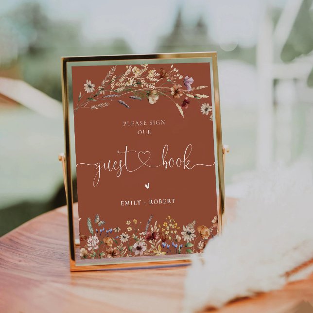 Terracotta Tiny Wildflower Guest Book Sign (Creator Uploaded)