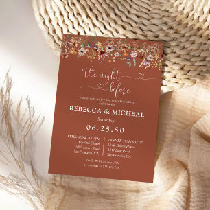 Terracotta Tiny Wildflower Rehearsal Dinner  Invitation