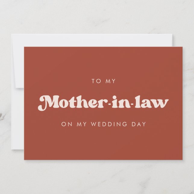 Terracotta To my mother-in-law wedding day card (Front)