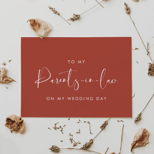 Terracotta To my parents in law on my wedding day Invitation