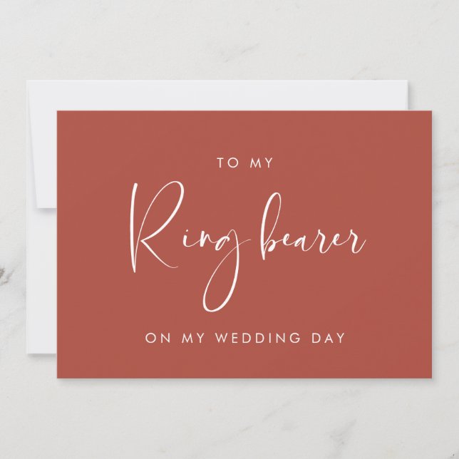 Terracotta To my Ring bearer wedding day card (Front)