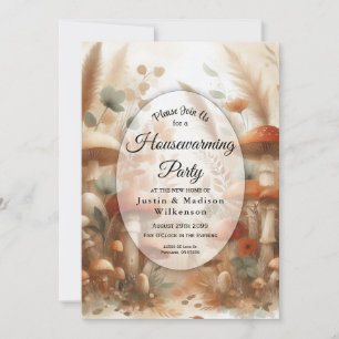 Terracotta Toadstool Woodland Housewarming Party Invitation