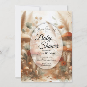 Terracotta Toadstool Woodland Magic Baby Shower Invitation