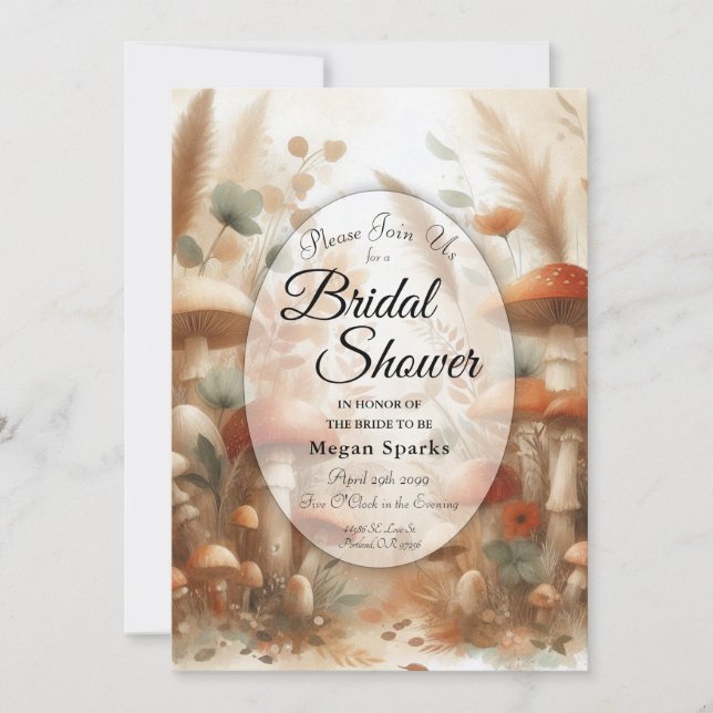 Terracotta Toadstool Woodland Magic Bridal Shower Invitation (Front)
