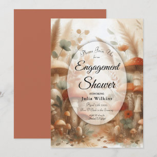 Terracotta Toadstool Woodland Magic Engagement Invitation