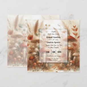 Terracotta Toadstool Woodland Magic Wedding Invitation