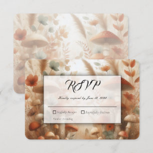 Terracotta Toadstool Woodland Magic Wedding RSVP Card