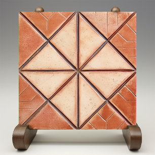 Terracotta Triangles Rustic Wall Accent Ceramic Tile
