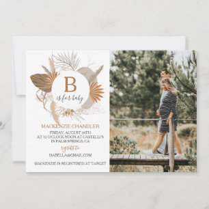 Terracotta Tropical Boho B is for Baby Photo Invitation