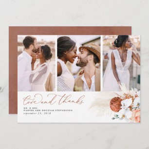 Terracotta Tropical Pampas Grass Wedding Thank You