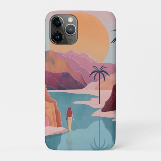 Terracotta Turquoise Celestial Oasis Landscape Case-Mate iPhone Case (Back)