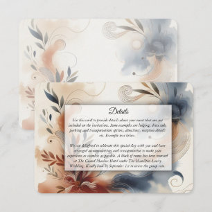 Terracotta Twilight and Navy Blooms Wedding Enclosure Card