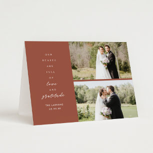 Terracotta Two Photo Folded Wedding Thank You Card