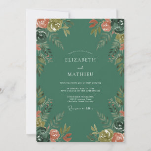 Terracotta Verdant Botanical Wedding Invitation
