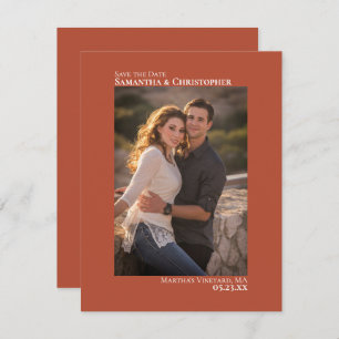 Terracotta Vertical Photo Minimalist Wedding Save The Date