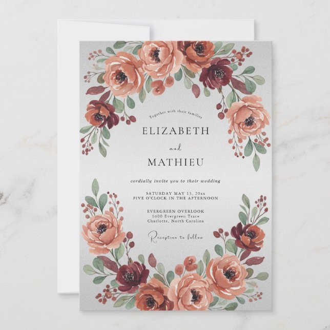 Terracotta Vibrant Autumn Wedding Invitation (Front)