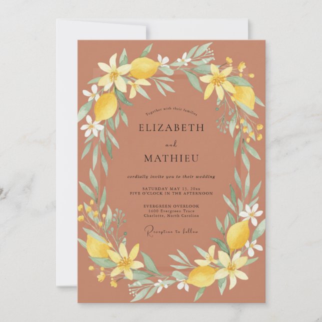 Terracotta Vibrant Mediterranean Wedding Invitation (Front)