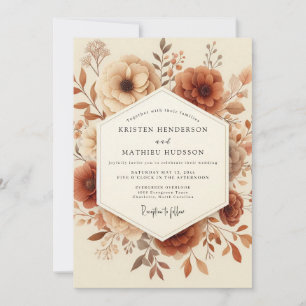 Terracotta Vintage Bloom Wedding Invitation